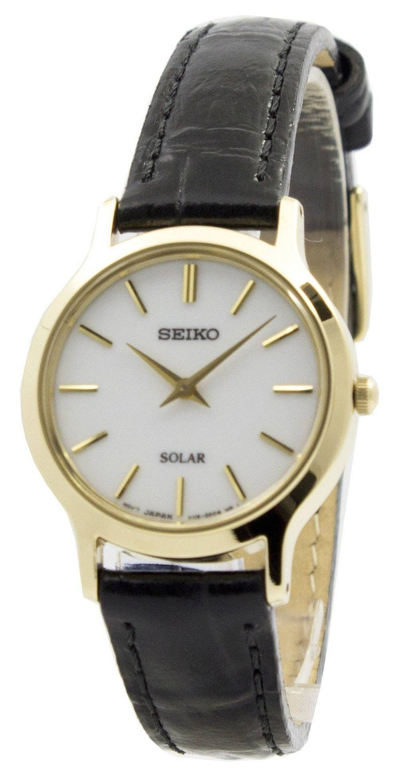 Seiko Solar White Dial Leather Strap SUP300 SUP300P1 SUP300P Women's Watch