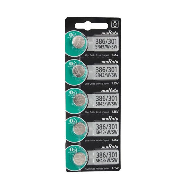 Pkg/5 Type 386/301 MuRata Watch Battery Tear Strip