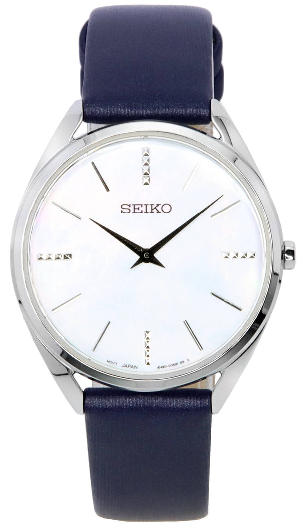 Seiko Leather Strap White Dial Quartz SWR079 SWR079P1 SWR079P Women's Watch