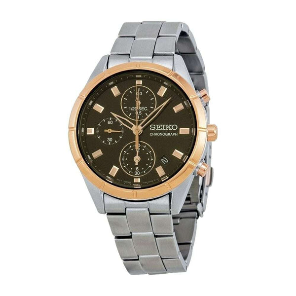 Seiko SNDX46 Conceptual Silver Stainless Steel Brown Dial Men's Chronograph Watch