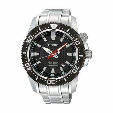 Seiko SKA511 Sportura Kinetic Silver Stainless Steel Black Dial Men's Watch
