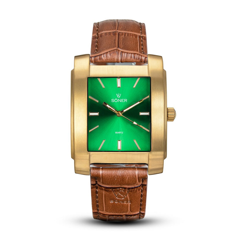 SQUARE MEN'S WATCH - LEGACY L Brushed gold - Green dial