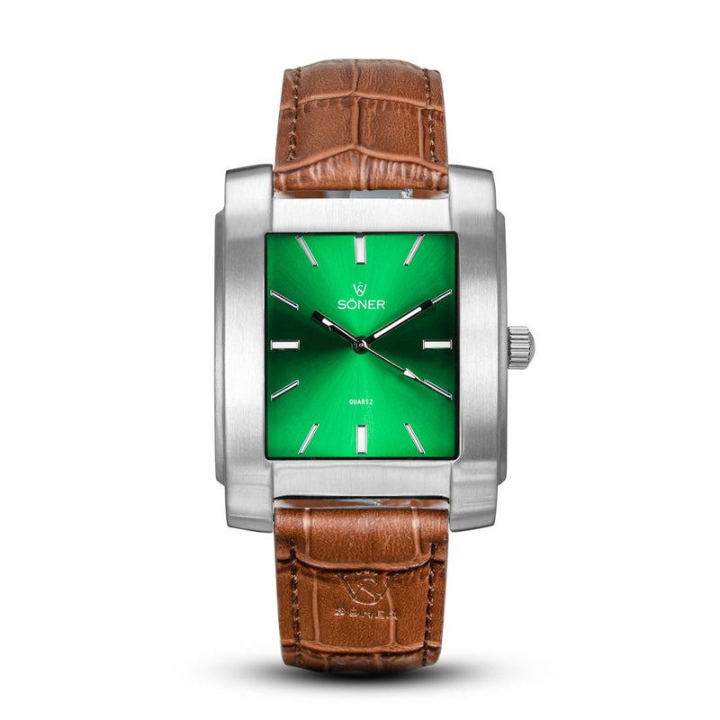 SQUARE MEN'S WATCH - LEGACY K Brushed steel - Green dial