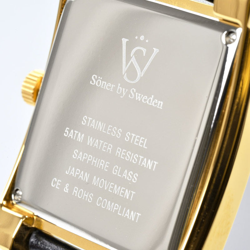 SQUARE MEN'S WATCH - LEGACY O Polished gold - Black dial