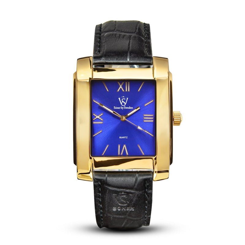SQUARE MEN'S WATCH - LEGACY B Polished gold - Blue dial