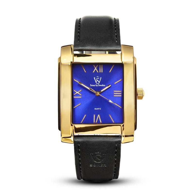 SQUARE MEN'S WATCH - LEGACY B Polished gold - Blue dial