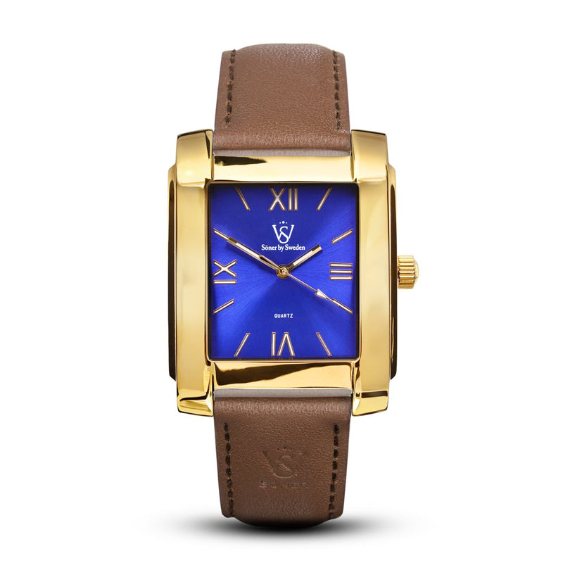 SQUARE MEN'S WATCH - LEGACY B Polished gold - Blue dial