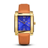 SQUARE MEN'S WATCH - LEGACY B Polished gold - Blue dial