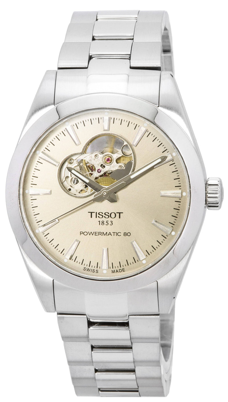 Tissot T-Classic Gentleman Powermatic 80 Stainless Steel Open Heart Sunray Dial Automatic T127.407.11.081.00 T1274071108100 100M