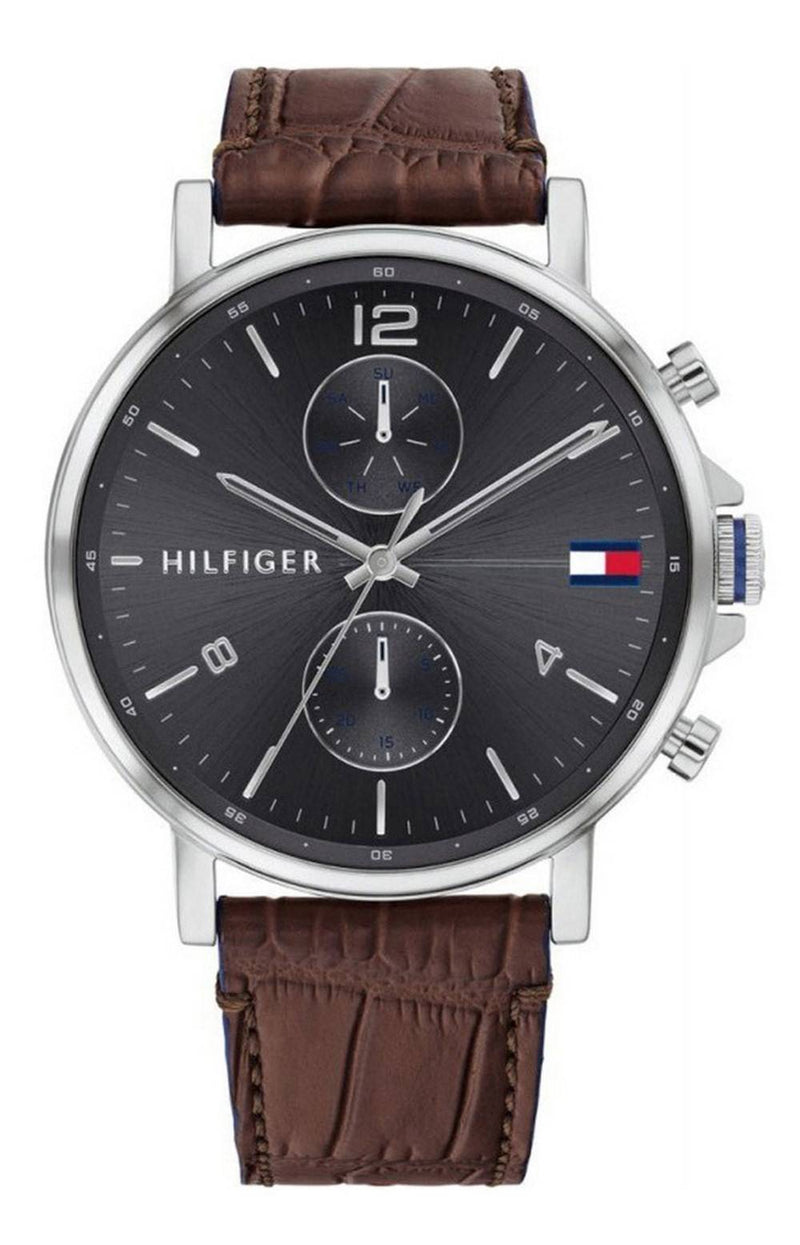 Tommy Hilfiger Daniel Grey Dial Leather Strap Quartz 1710416 Men's Watch