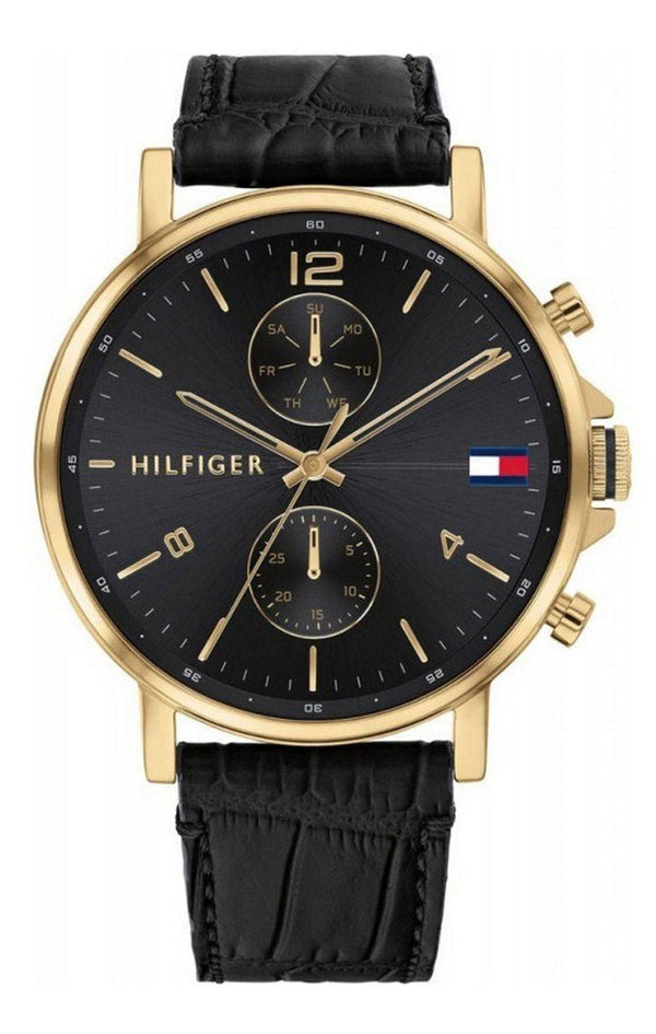 Tommy Hilfiger Daniel Black Dial Leather Strap Quartz 1710417 Men's Watch