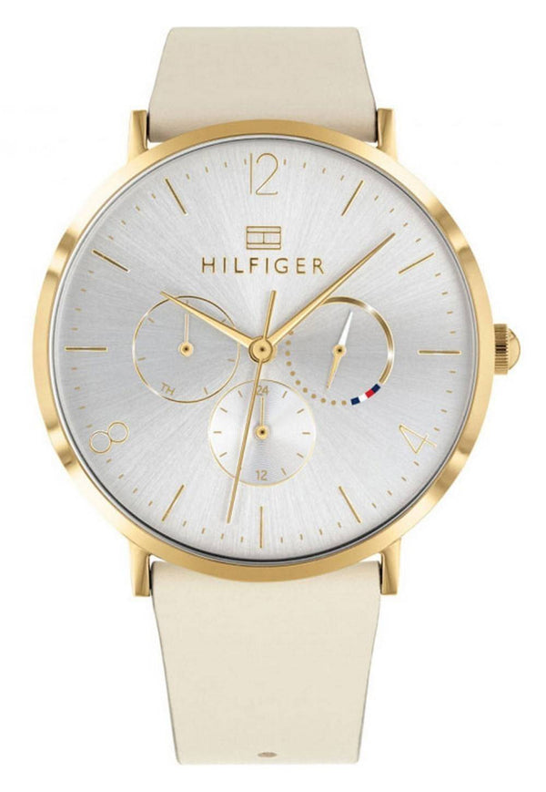 Tommy Hilfiger Jenna Silver Dial Leather Strap Quartz 1782035 Women's Watch