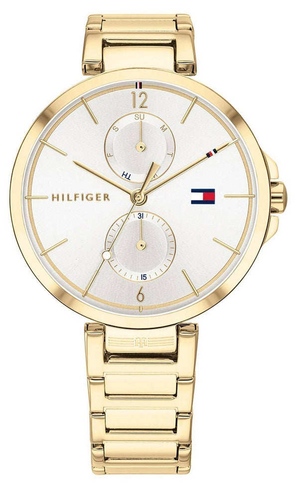 Tommy Hilfiger Angela Silver Dial Gold Tone Stainless Steel Quartz 1782128 Women's Watch