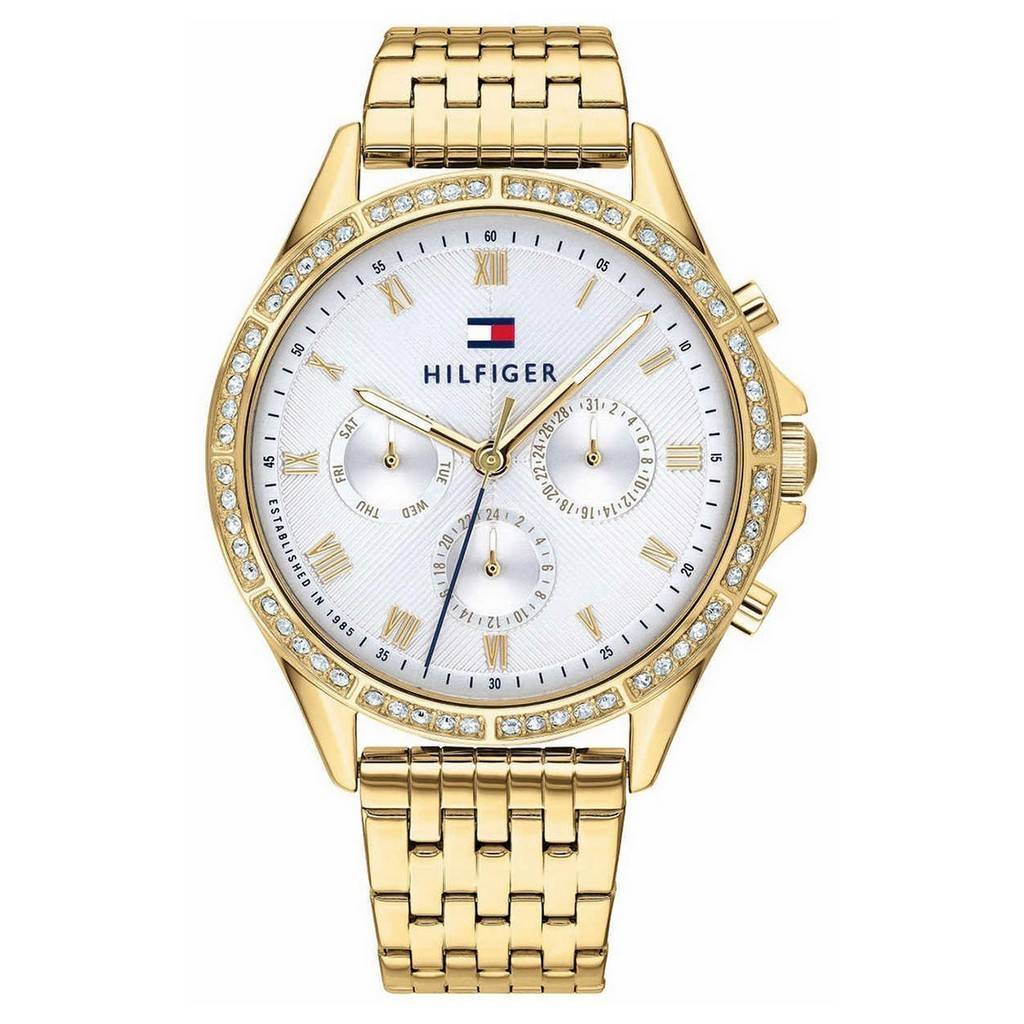 Tommy Hilfiger Ari Crystal Accents Gold Tone Stainless Steel Quartz 17 ...