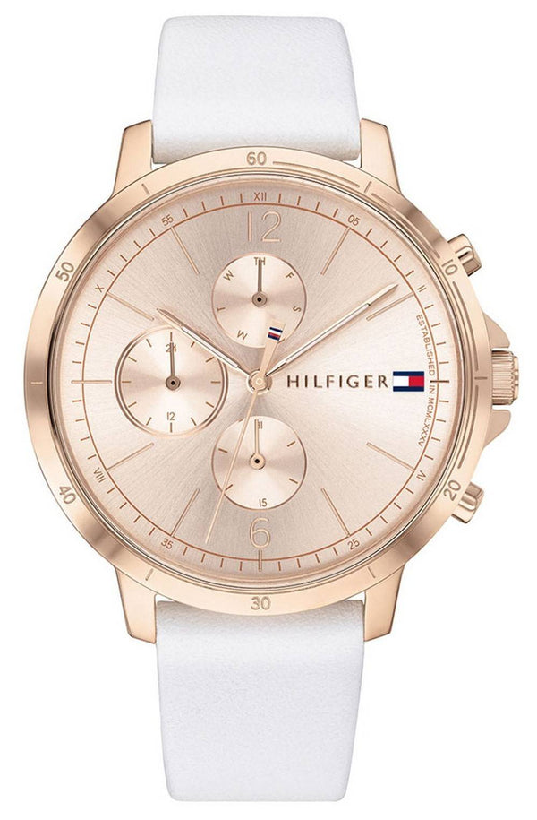 Tommy Hilfiger Madison Rose Gold Tone Dial Leather Strap Quartz 1782193 Women's Watch