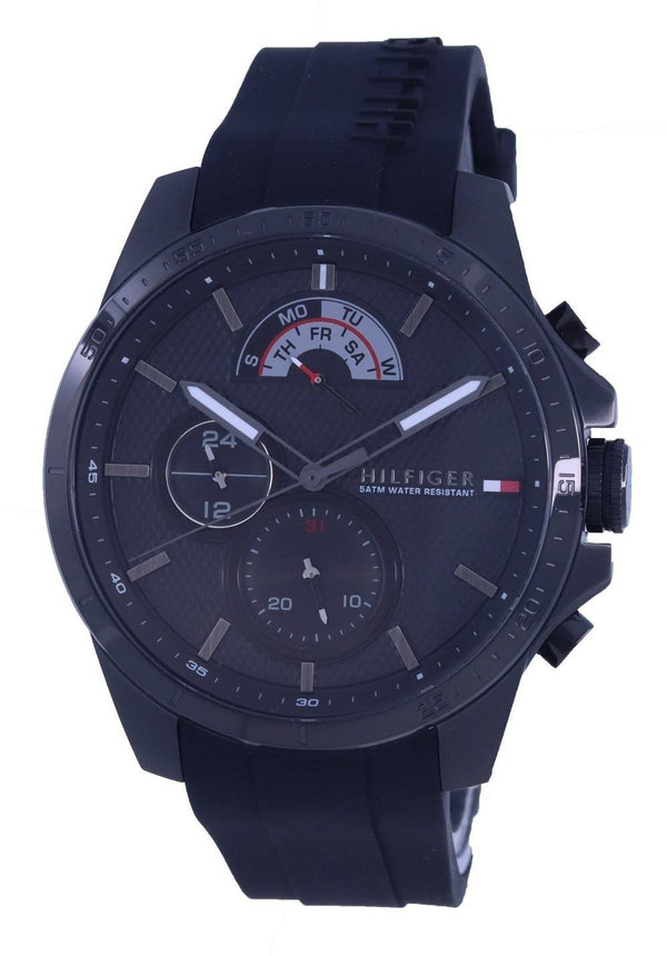 Tommy Hilfiger Decker Black Dial Silicon Band Quartz 1791352 Men's Watch