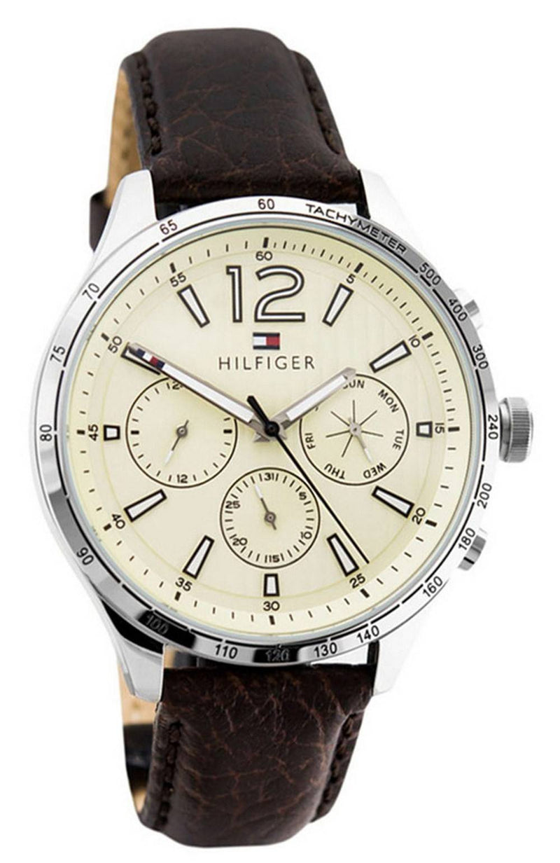 Tommy Hilfiger Gavin Beige Dial Leather Strap Quartz 1791467 Men's Watch