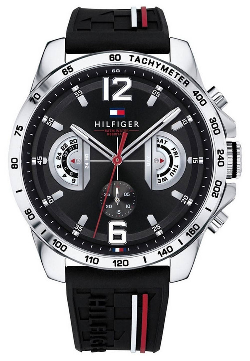 Tommy Hilfiger Decker Black Dial Silicon Strap Quartz 1791473 Men's Watch