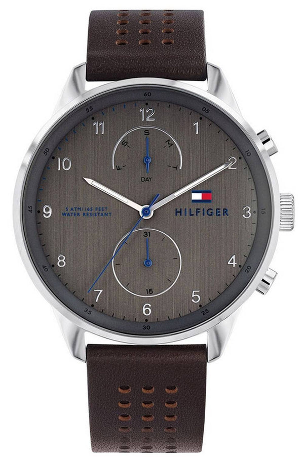 Tommy Hilfiger Chase Grey Dial Leather Strap Quartz 1791579 Men's Watch