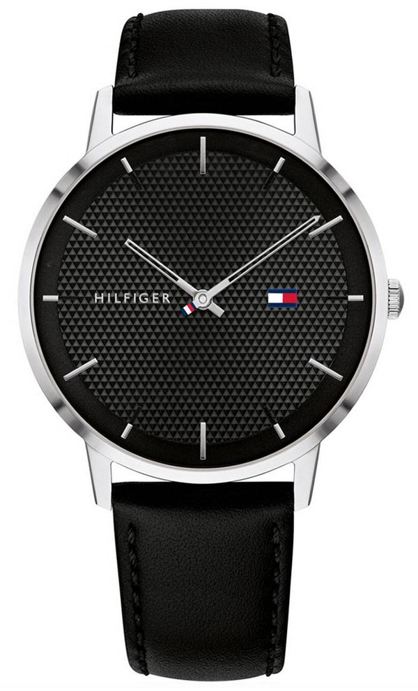 Tommy Hilfiger James Black Dial Leather Strap Quartz 1791651 Men's Watch