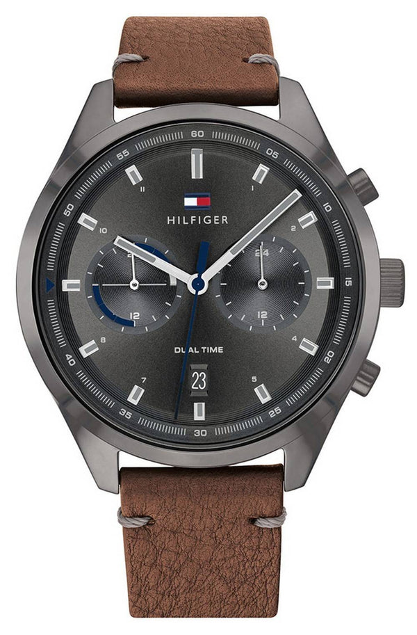 Tommy Hilfiger Bennett Grey Dial Leather Strap Quartz 1791730 Men's Watch