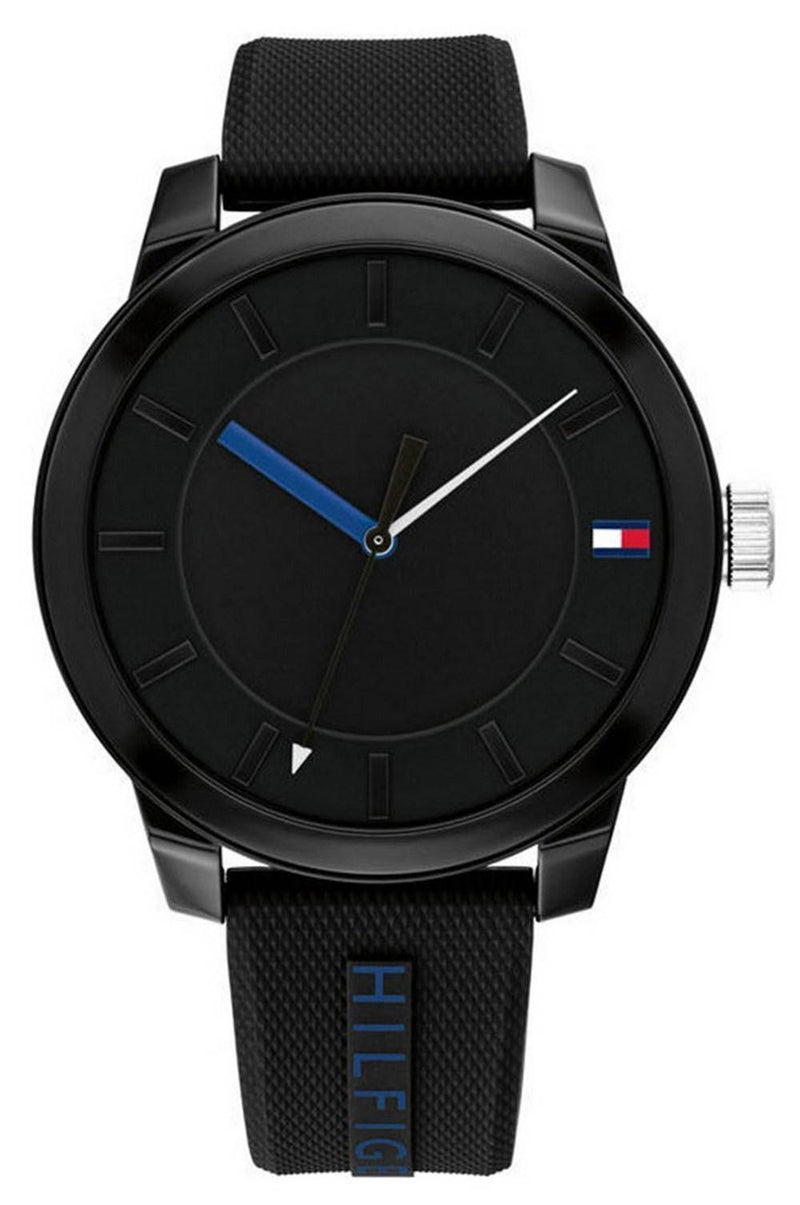 Tommy Hilfiger Denim Black Dial Silicon Strap Quartz 1791744 Men's Watch