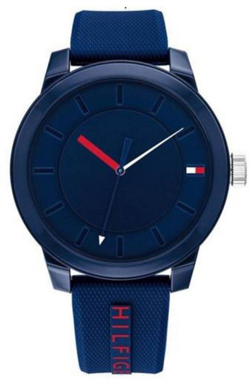 Tommy Hilfiger Denim Blue Dial Silicon Strap Quartz 1791745 Men's Watch