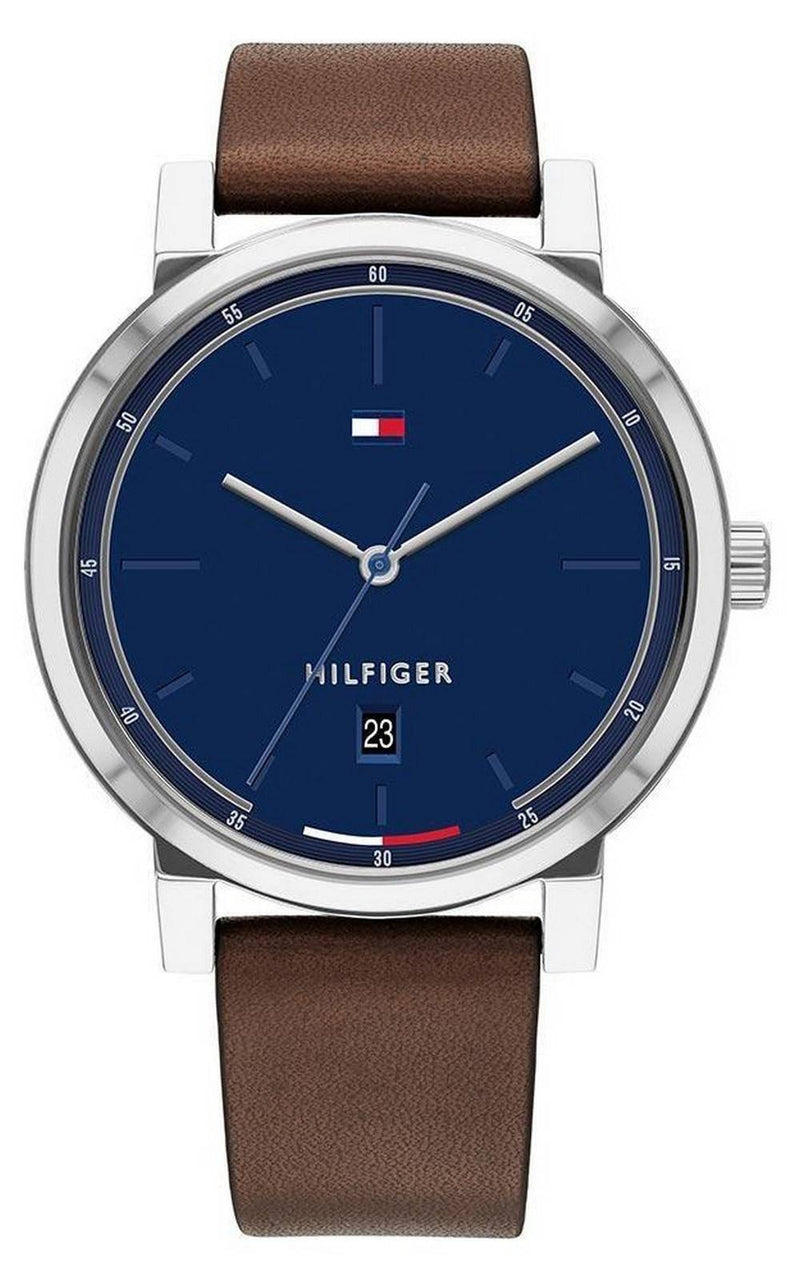 Tommy Hilfiger Thompson Blue Dial Leather Strap Quartz 1791780 50M Men's Watch