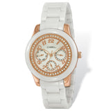 Ladies Chisel Rose IP-plated White Dial Ceramic Watch