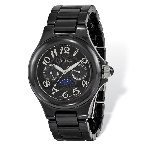 Ladies Chisel Black Ceramic Black Dial Watch