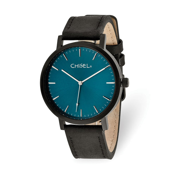 Chisel Matte Black IP-plated Blue Dial Watch