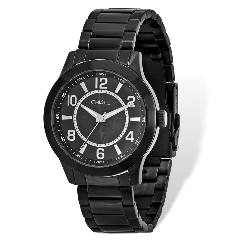 Mens Chisel Stainless Steel Black IP-plated Black Dial Watch