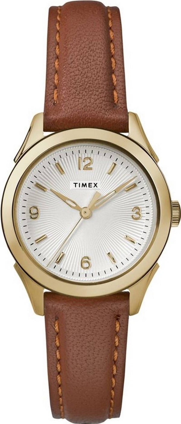 Timex Torrington Silver Dial Leather Strap Quartz TW2R91100 Women's Watch