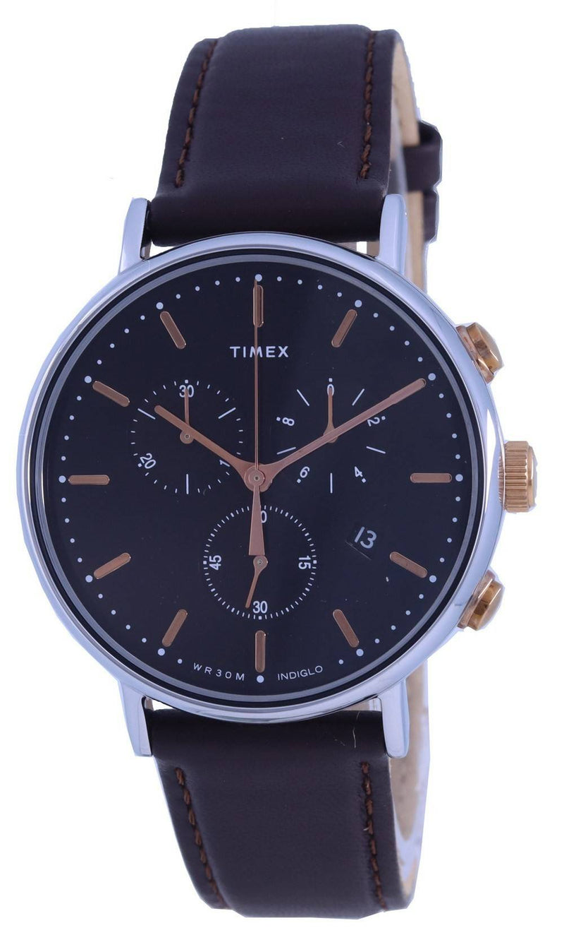 Timex Fairfield Chronograph Leather Strap Quartz TW2T11500 Men's Watch