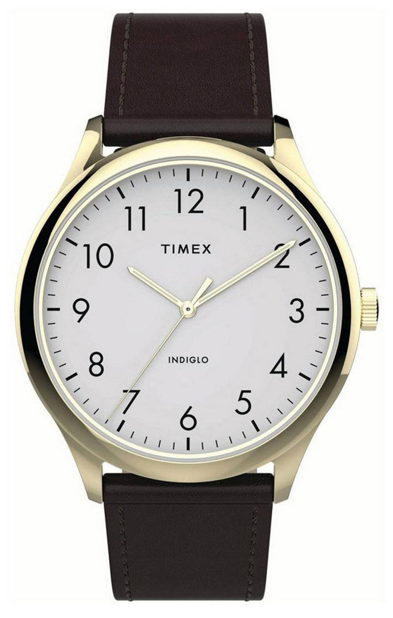 Timex Modern Easy Reader White Dial Leather Strap Quartz TW2T71600 Men's Watch