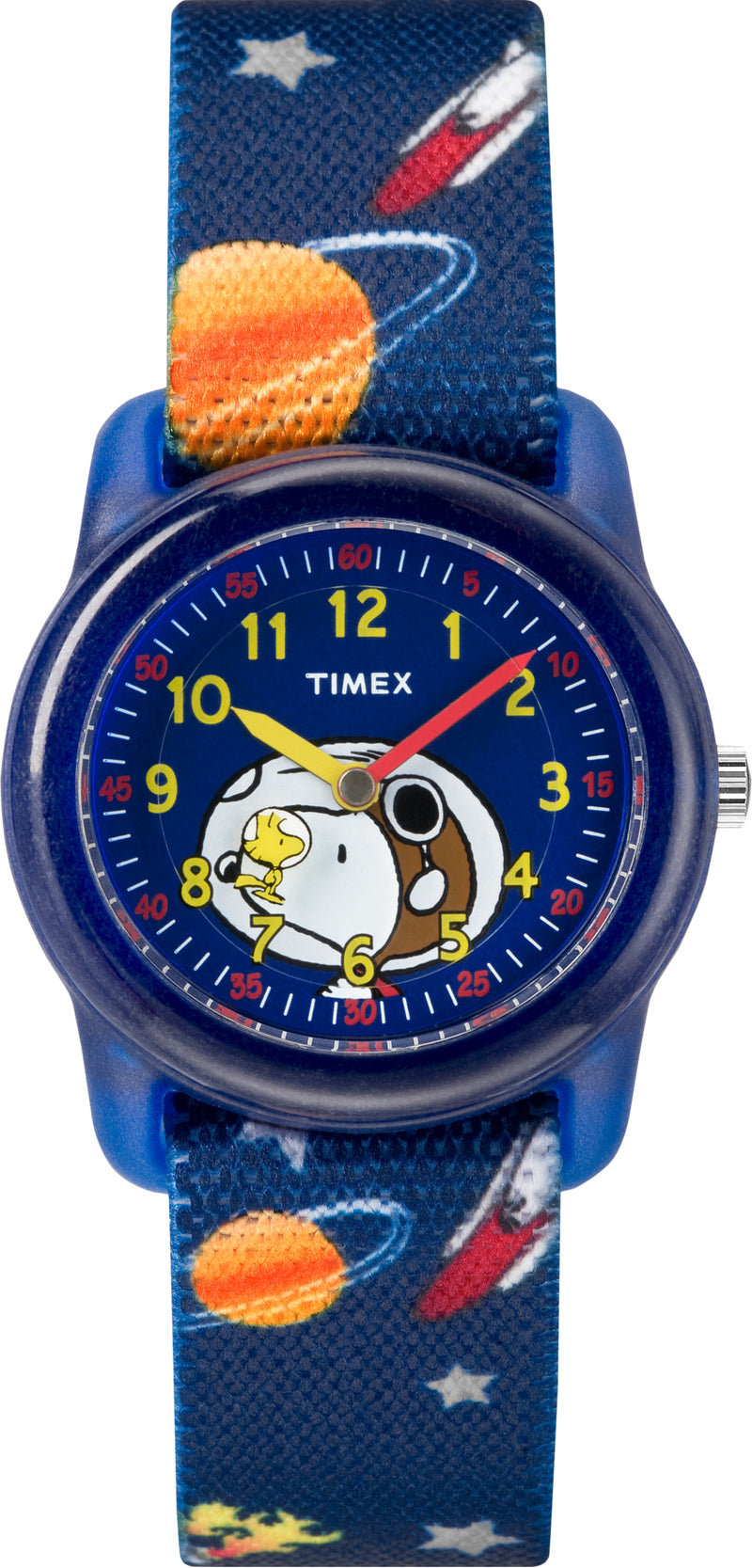 Timex Boys Time Machines x Peanuts: Blue Woodstock & Snoopy/Outer Space Fabric Strap Watch