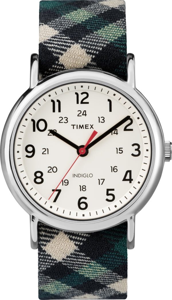 Timex TW2R56400 Weekender   38mm Plaid Fabric Strap Watch