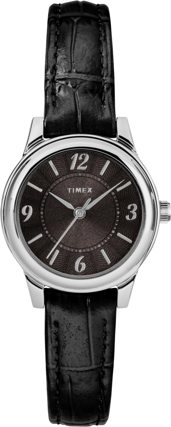 Timex TW2R86300 Women's Black Croco Print Leather Strap Watch