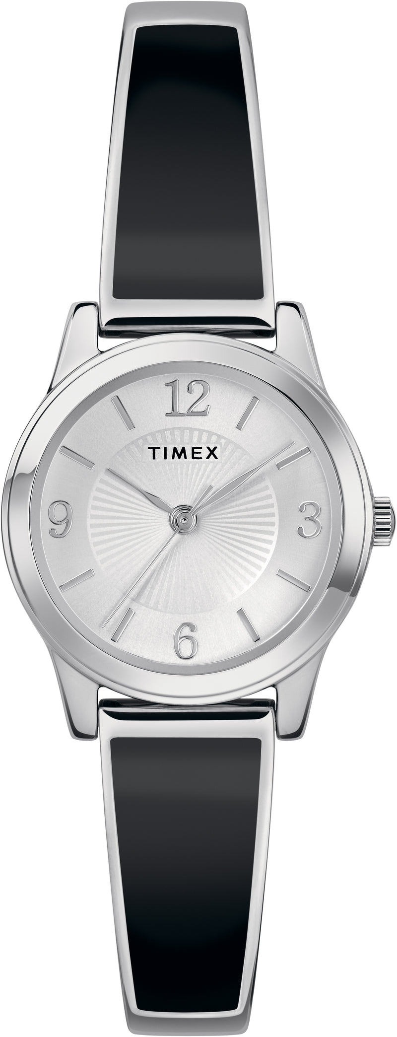 Timex Women's TW2R92700 Stretch Bangle 25mm Black/Silver-Tone Expansion Band Watch