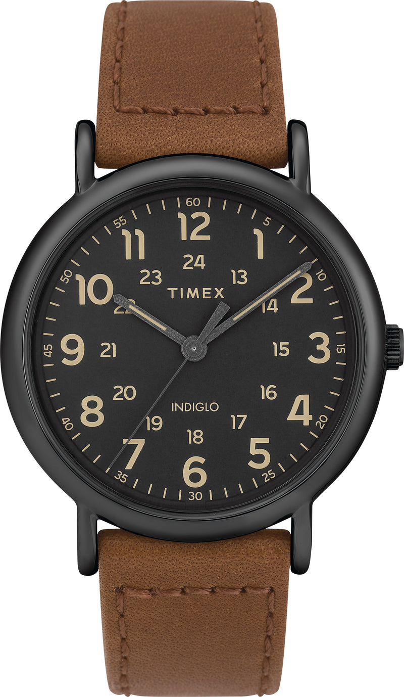 Timex Men's TW2T30500 Weekender Brown Leather Strap Watch