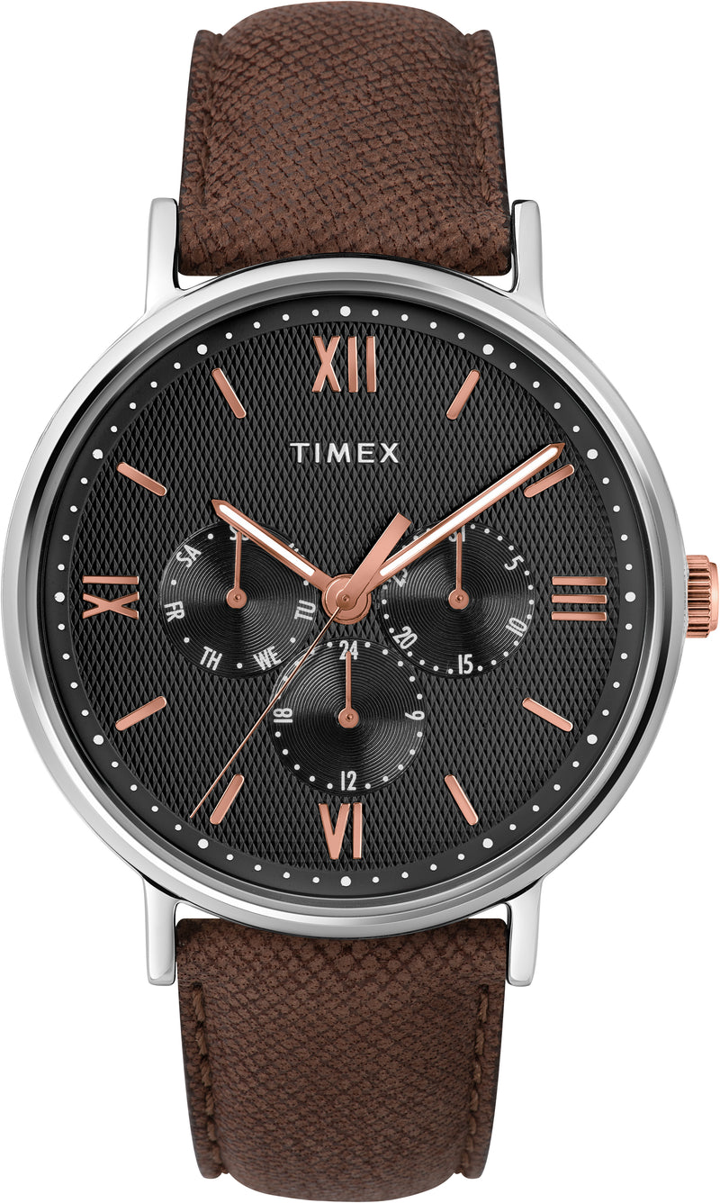 Timex Men's TW2T35000 Southview Multifunction Brown Leather Strap Watch