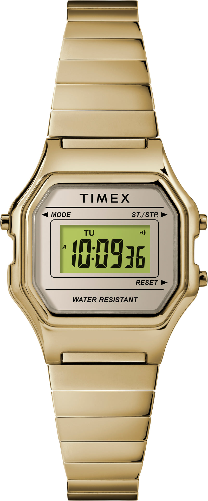 Timex Women's TW2T48000 Classic Digital Mini Gold-Tone Stainless Steel Expansion Band Watch