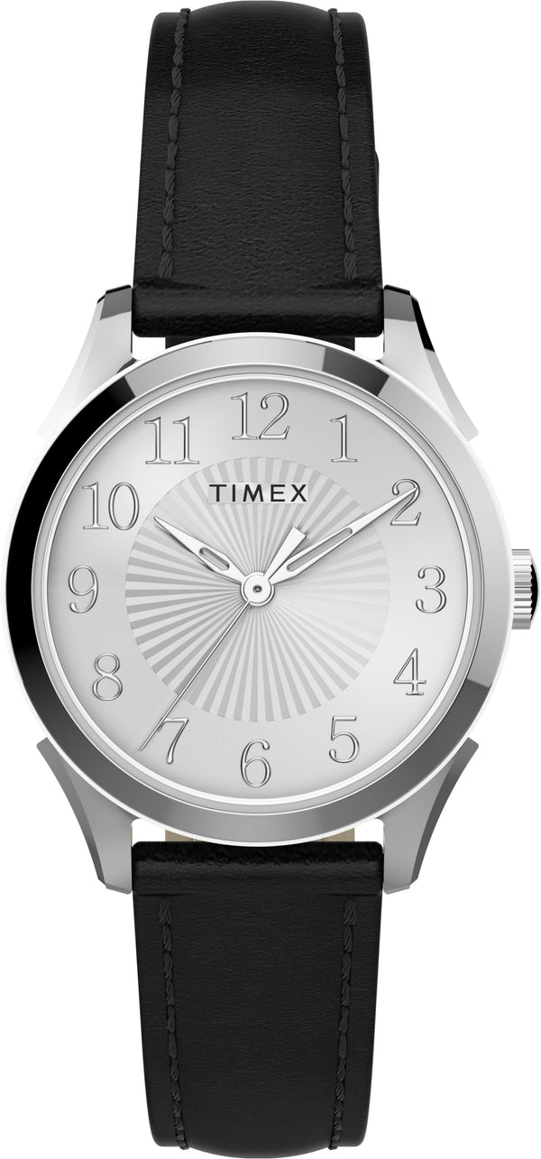 Timex TW2T66600 Women's Briarwood 28mm Black Leather Strap Watch