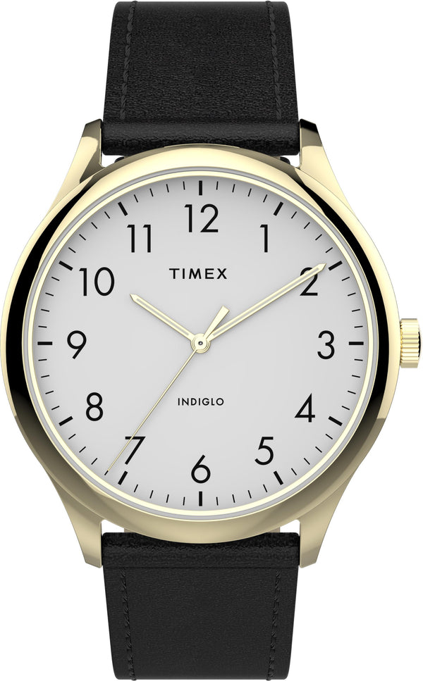 Timex TW2T71700 Men's Modern Easy Reader   40mm Black Leather Strap Watch