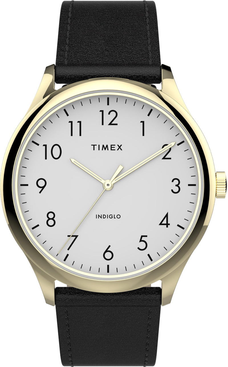 Timex TW2T71700 Men's Modern Easy Reader   40mm Black Leather Strap Watch