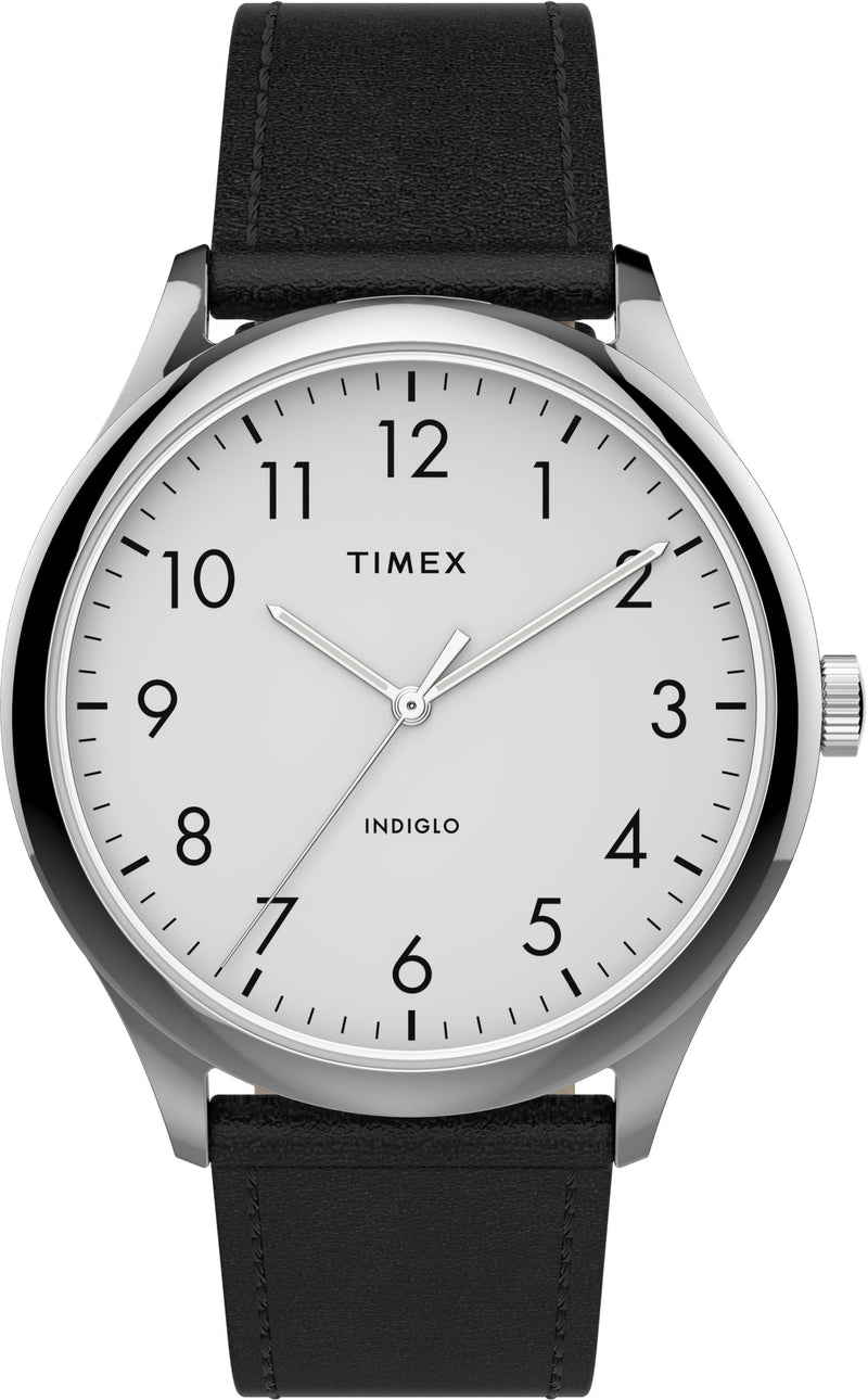 Timex TW2T71800 Men's Modern Easy Reader   40mm Black Leather Strap Watch