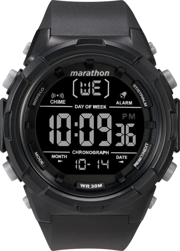 Marathon by Timex Men's TW5M22300 Digital 50mm Black/Negative Resin Strap Watch