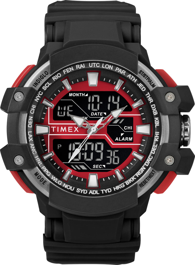 Timex Men's TW5M22700 Tactic DGTL Big Combo Black/Gray/Red Resin Strap Watch