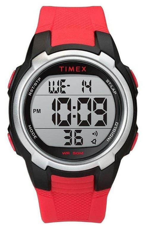 Timex Men's T100 TW5M33400 Red Black 150 Lap Chronograph Digital