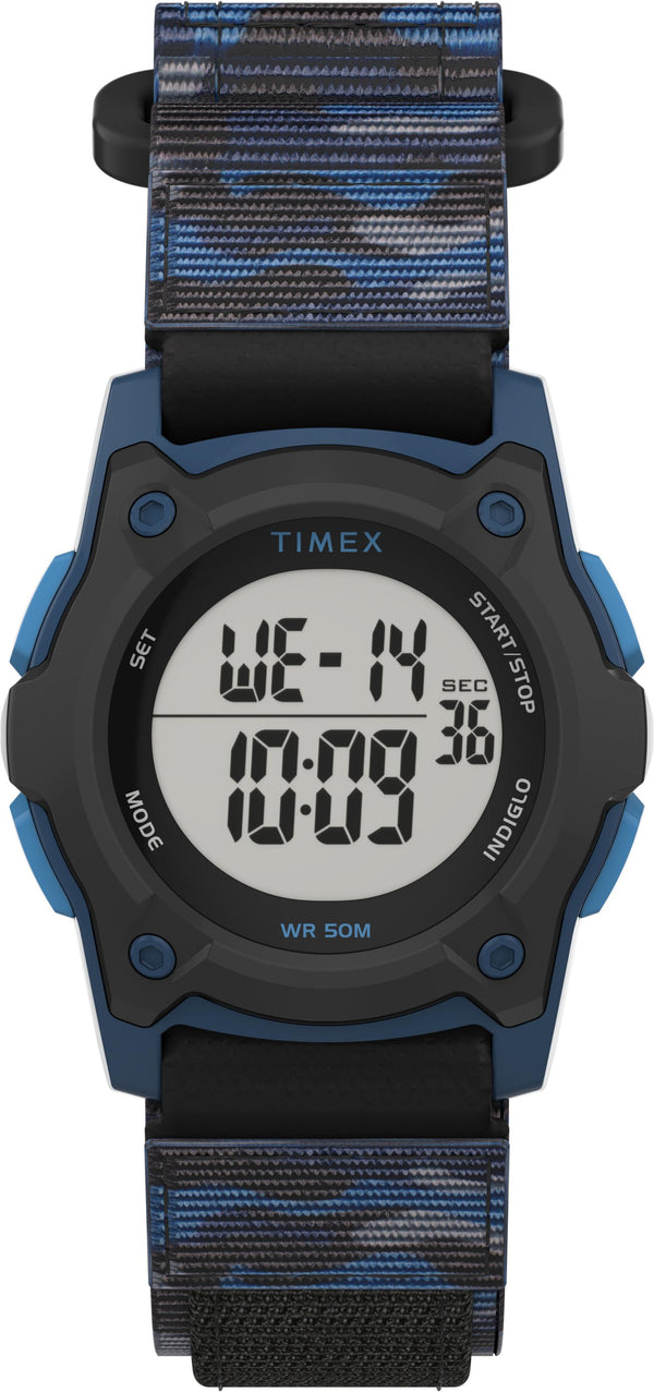 Timex TW7C77400 Kid's Digital 35mm Blue Camo Fastwrap   Fabric Strap Watch